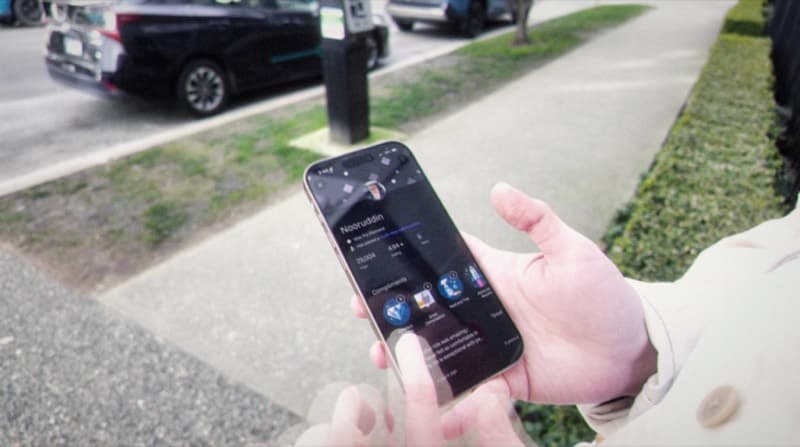 City street — Uber pickup scene